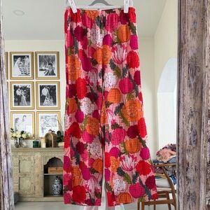 Trina Turk Sunny Bloom Vibrant Floral Coverup Pants - Red, Pink, Orange